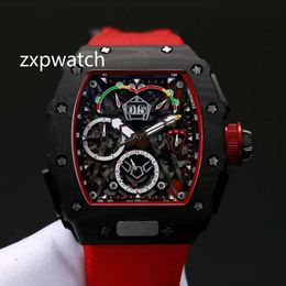 Luxry New 50-03 watch McLaren F1 Skeleton Dial Automatic Mechanical 50-03 Mens Watch Black Carbon Fibre Case Rubber nylon Strap Wa277k