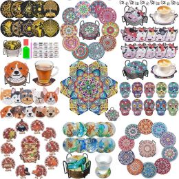 Stitch DIY Diamond Painting Coasters Kit Nonslip Diamonds Cup Mat Ornament for Beginners Small Diamond Painting Crafts for Adults Kids