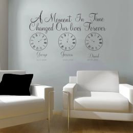 Stickers A Moment In Time Changed Our Lives Clock Wall Sticker Custom Name Kids Birth Date Wall Decal For Kids Room Bedroom Vinyl ov450