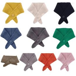 Scarves Korean Women Knitted Button Scarf For Cross False Fake Collar Solid Candy Colour Crochet Shawl Wrap Winter Neckerchief Wa