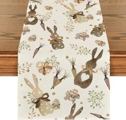 Easter Bunny Table Runner Gnome Rabbit Party Decor Creative Tablemat Placemat Decoration For Dining Home 240325