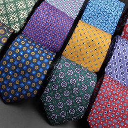 Neck Ties Neck Ties Mens Fashion Silk Tie 7.5cm Soft Novelty Necktie Blue Green Orange Color Ties For Men Dot Floral Bowtie Wedding Business Gift Y240325