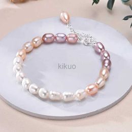 Chain Natural Freshwater Pearl Rice Shape Multi color Bracelet S925 Sterling Silver Chain Simple and Exquisite Jewelry Womens Hot Gift 24325