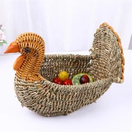 Baskets Woven Storage Basket Rattan Bread Fruit Snack Basket Food Serving Platter Sundries Organiser Kitchen Picnic Basket