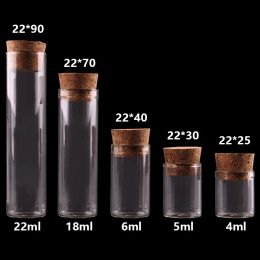 Jars 4ml/5ml/6ml/18ml/22ml Small Test Tube with Cork Stopper Bottles Jars Vials DIY Craft 100pieces