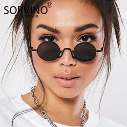 SORVINO Retro Skinny Round Steampunk Sunglasses Men Women Brand Designer Goggles Lady Mens Circle Sun Glasses Shades SP152 240320