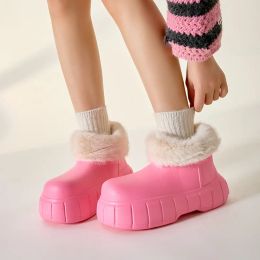 Boots Girls Waterproof Snow Boots Winter Women Outdoor Cotton Shoes Thick Sole Platform Ladies Warm Plush Short Booties Furry Shoes