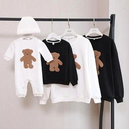 Cartoon bear Cotton Sport Family Matching Outfits Long Sleeve Sweatshirt Tees Baby Hoodie Looking Sweater Family Outfits Clothes 240318