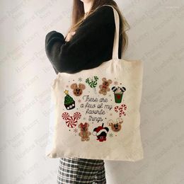 Shopping Bags There Are A Few Of My Favourite Thing Pattern Canvas Tote Bag Xmas Ornament Year Gift For Girls
