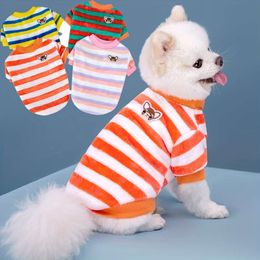 Stylish Striped Puppy Sweater Cozy Plush Small Dogs - Ideal for Chilly Outdoors, Durable & Easy-care