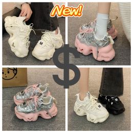 Feet Small Early Spring New Thick Sole Casual Sports Cake Shoes GAI new bigfoot increasing small fellow atumn Thick Sole Dad Shoes casual cute pink white 2024