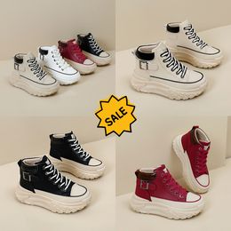 2024 Fashions Resistant High top shoes spring and autumn vintage women's shoes thick soled small white shoes leisure sports board shoes GAI