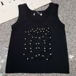 24 Year Spring/Summer New Small Form Design Three Dimensional Towel Flocking Embroidered Hot Diamond Sleeveless Knitted Tank Top4