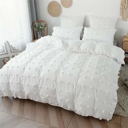 High Quality Crafts with Furball Double Bed Duvet Cover 220x240 Tufted King Size Bedding Set Queen Comforter and Pillow Case