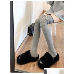 Socks Hosiery Women Thin Solid Colour Stockings Sweet Patchwork Knee For Drop Delivery Apparel Underwear Womens Otgj5