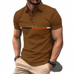 Camisa polo masculina Fi Fun Letter Print Polo camiseta casual bunda verão respirável busin roupas masculinas manga curta polo top 09DV #