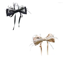 Brooches Feather Pins Elegant Collar Bow Tie With Delicate Ribbon Brooch DropShip