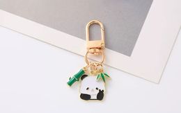 Hand-made Chinese style national treasure cute panda bamboo key chain couple student gift bag pendant accessories Pendant