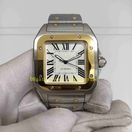 2 Style Real Po With Original Box Mens Watch Men's Yellow Gold Two Tone Steel Bracelet Automatic Mechanical Sports Men Wat240A