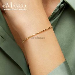 Chain EManco 2MM Stainless Steel Box Chain Bracelet Womens Gold Bracelet Charming Friendship Bracelet Womens Jewelry Gift 240325