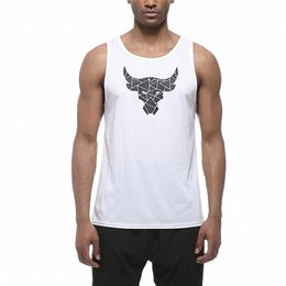 men's Bull head Print Tank Top gym shirt clothing Breathable Basketball Training Sportswear Outdoor quick-drying Fitn vest N7P0#