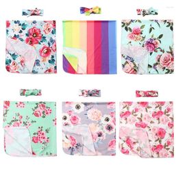 Blankets 2PCS Born Baby Boy/Girl Soft Swaddle Muslin Blanket Wrap Swaddling Headband Fall Clothes Set