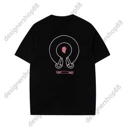 Tik Tok Influencer Same Designer Brand Pure Cotton New Short Sleeved T-shirt Correct CH Version Leather Tied Black Loose T-shirt