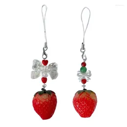 Keychains Strawberry Keychain Bowknot Phone Charm Y2K Jewelry Handbag Hanging Pendant