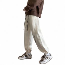 men's Knitted Sweatpants Autumn New Arrival Printed Loose Full Length Drawstring Male Casual Pants Four Seass Daily Pants w8As#