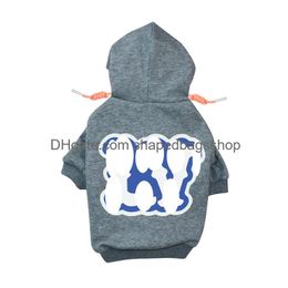 Dog Apparel Designer Clothes Brand Soft And Warm Dogs Hoodie Sweater With Classic Design Pattern Pet Winter Coat Cold Weather Jackets Otnf9