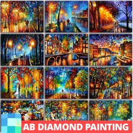 Stitch 5D AB Drills Diamond Painting Kit Girl Scenery Scenery Couple Street View Square Round Embroidery Mosaic Cross Stitch Home Decor