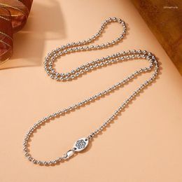 Pendants S925 Sterling Silver Round Bead Necklace Small Design Personalised Men's And Women's Sweaters Chain Feeling Neckchain