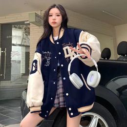 Korean retro fashion DK letter embroidered baseball uniform coat Y2K womens Harajuku loose casual Joker street 240319