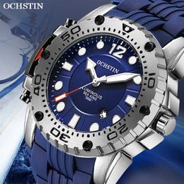 Ochstin 2019 Men New Fashion Top Brand Luxury Sport Watch Quartz Waterproof Military Silicone Strap Wrist Watch Clock Relogio Y190184P