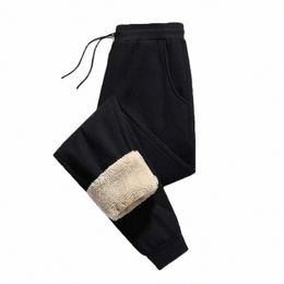 side Pocket Men Sweatpants Thick Plush Drawstring Sweatpants with Ankle-banded Pockets Men's Fall Spring Mid Waist Lg Trousers w6UO#