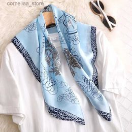 Bandanas Durag Scarves Fashion Scarves for Women Shawl Print Silk Satin Hijab Scarf Female Bandana 70*70cm Luxury Brand Square Shawls Scarfs For Ladies Y240325