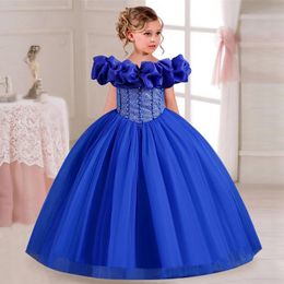 highend elegant oneshoulder childrens wedding dress beaded strappy princess dress flower girl Christmas party prom dress 240309