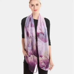 Sarongs RUNMEIFA 2024 New Spring/Summer Womens Flower Printed Beach Silk Scarf Shawl Womens Long Bag Beach Sunscreen Headband 240325