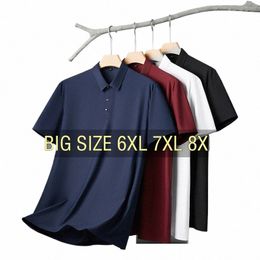 men Polo Shirt Short Sleeve Summer Cool Thin Oversized 5XL 6XL 7XL 8XL Plus Size T Shirt 2024 Breathable Loose Fi Male Soft k8IC#