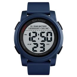 SKMEI 10 Year Battery Digital Watches Man Backlight Dual Time Sport Big Dial Clock Waterproof Silica Gel Men's Watch reloj 15287s