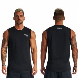 summer New Men Sports Fitn Vest Cott Round Neck Sleevel T-Shirt Jogger Gym Running Bodybuilding Basketball Training Vest Q7VL#