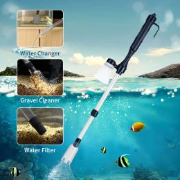 Tools Electric Aquarium Cleaning Tools Gravel Cleaner Powerful Suction Syphon Operated Fish Tank Sand Washer Vacuum Philtre Cleaning