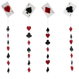 Party Decoration 4pcs/set Casino Theme Las Vegas Night Card Honeycomb Spade/Heart/Diamond/Club Poker Hanging Garland Birthday Decor