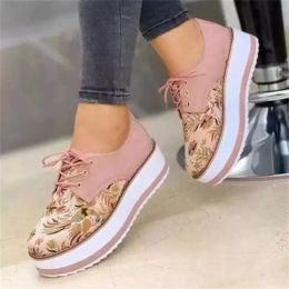 Flats Floral Printed Platform Shoes Women Sneakers Autumn Thick Bottom Casual Ladies Shoes Zapatillas Mujer Plus Size 43