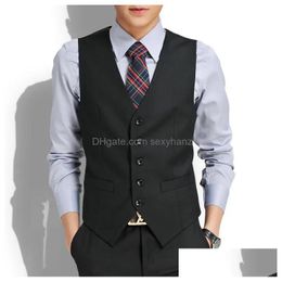 Men'S Vests Men039S Slim Fit Mens Suit Vest Casual Man Black Grey Formal Businss Arrival Male Waistcoat Gilet Homme5175959 Drop Deli Dhnig