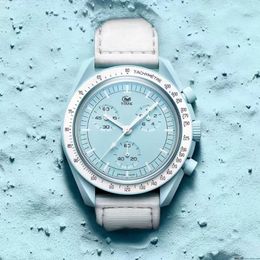 Men's watch sports style quartz movement size 42mm space travel watch unique design depth waterproof watch2853
