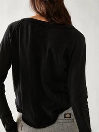 Women's T Shirts CHQCDarlys Women S Long Sleeve Tee Shirt Casual Loose U Neck Solid Color Crop Tops Fashion Oversized Streetwear