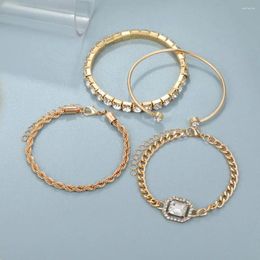 Link Bracelets Fashion-forward Wrist Adornment Layered Rhinestone Set For Women Adjustable Open Stackable Girls