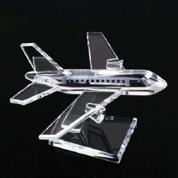 Accessories Delicate Crystal Glass Aeroplane Model Small Plane Aircraft Art Office Decoration Child Gift