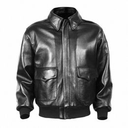 2020 Men Black USAF Pilot Leather Jacket Europe Plus Size XXL Genuine Thick Cowhide Russian Aviator Leather Coat FREE SHIPPING H91b#